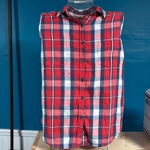 So Button Flannel Tank Top size XL